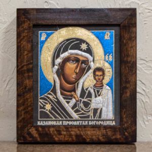 Икона Казанской Божией Матери № 1-16 подарочная из мрамора, камня, от Гливи, фото 1
