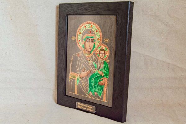 Икона Смоленской Божией Матери № 1-04 подарочная из мрамора, камня, изображение, фото 1