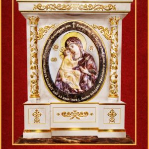 Икона Жировицкой Божией Матери (Богоматерь) в постаменте из мрамора, камня, изображение, фото 1
