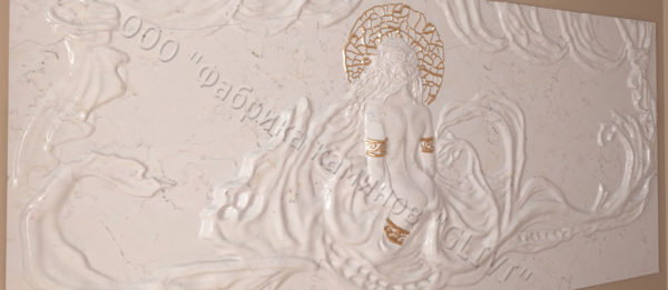 Барельеф из натурального камня (мрамора) Дама в белом мраморе, фото 2