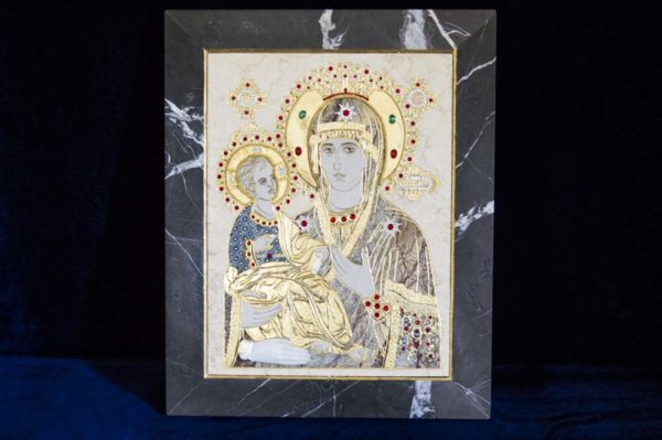 Икона Божией Матери Троеручица № 2-12-6 из мрамора, камня, изображение, фото 18