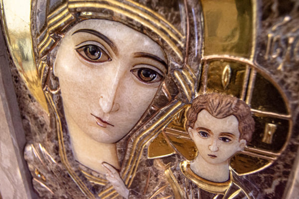Икона Казанской Божией Матери № 4-12-2 из мрамора, камня, от Гливи, фото 5