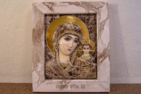 Икона Казанской Божией Матери № 4-12-2 из мрамора, камня, от Гливи, фото 15