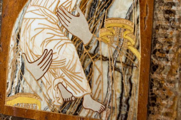 Икона Владимирской Божией Матери № 2-12-10 из мрамора, камня, от Гливи, фото 4