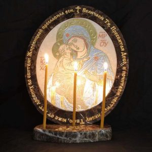 Икона Жировицкой (Жировичской) Божией Матери № 09 из мрамора, камня, изображение, фото 1