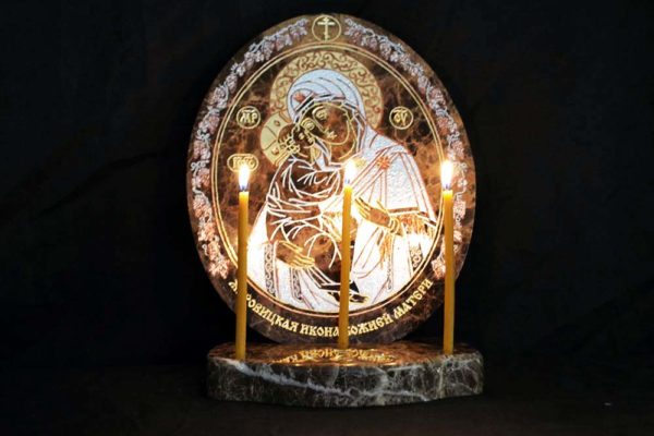 Икона Жировицкой (Жировичской) Божией Матери № 007 из мрамора, камня, изображение, фото 3