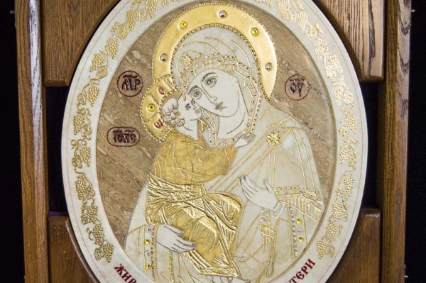 Икона Жировицкой (Жировичской) Божией Матери № п-2 из мрамора, камня, изображение, фото 5