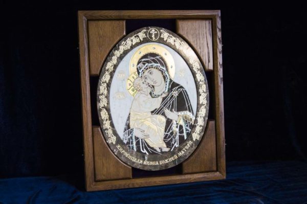 Икона Жировицкой (Жировичской) Божией Матери № п-3 из мрамора, камня, изображение, фото 1