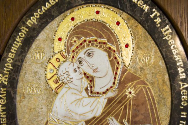 Икона Жировицкой (Жировичской) Божией Матери № п-4 из мрамора, камня, изображение, фото 2