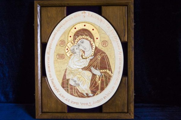 Икона Жировицкой (Жировичской) Божией Матери № п-5 из мрамора, камня, изображение, фото 3