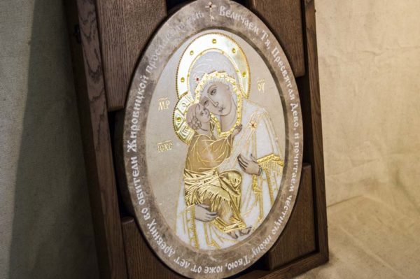 Икона Жировицкой (Жировичской) Божией Матери № п-10 из мрамора, камня, изображение, фото 1