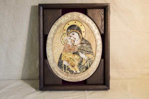 Икона Жировицкой (Жировичской) Божией Матери № п-13 из мрамора, камня, изображение, фото 5
