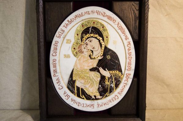 Икона Жировицкой (Жировичской) Божией Матери № п-19 из мрамора, камня, изображение, фото 2