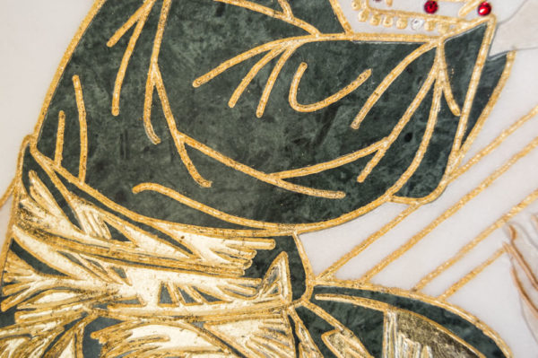 Икона Жировицкой (Жировичской) Божией Матери № п-25 из мрамора, камня, изображение, фото 6