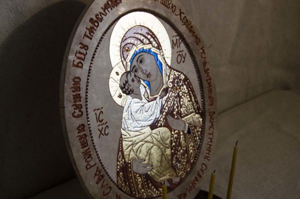 Икона Жировицкой (Жировичской) Божией Матери № 48 из мрамора, камня, изображение, фото 3