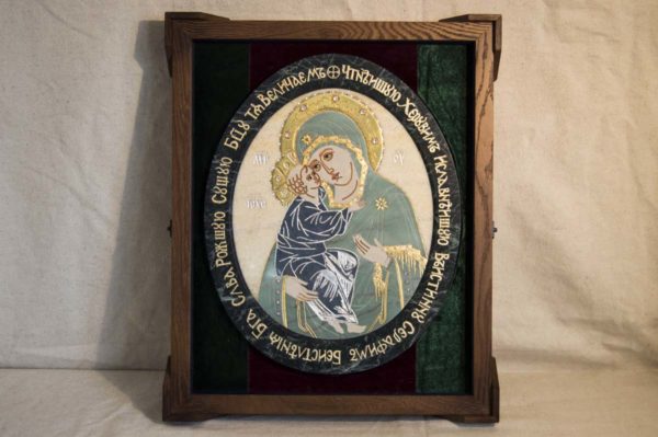 Икона Жировицкой (Жировичской) Божией Матери № п-27 из мрамора, камня, изображение, фото 6