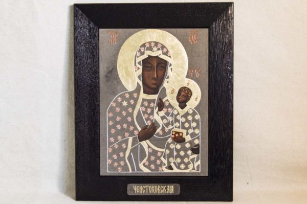 Икона Ченстоховской Божией Матери № 01 из мрамора, каталог икон, изображение, фото 3