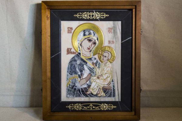 Икона Стокгольмской Божией Матери № 3 из мрамора, камня, изображение, фото 2