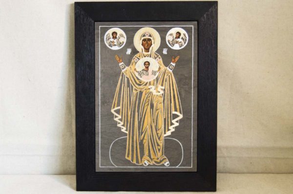 Икона Знамение Божией Матери № 2 из мрамора (Оранта), камня, изображение, фото 1