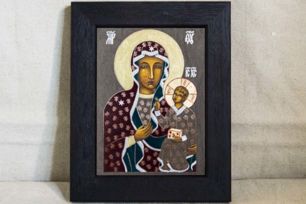 Икона Ченстоховской Божией Матери № 02 из мрамора, каталог икон, изображение, фото 3