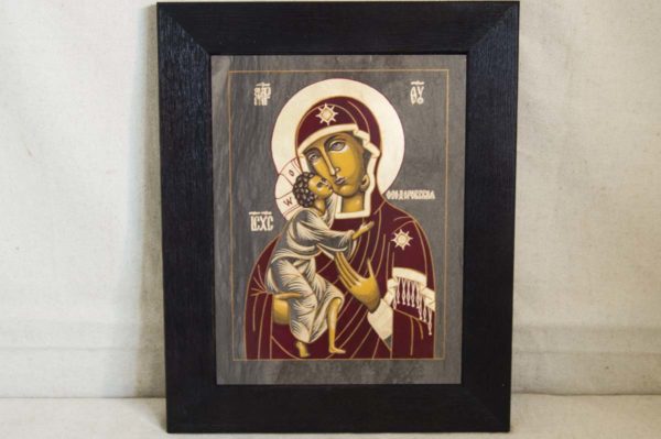 Икона Феодоровской Божией Матери № 1 из мрамора, камня, изображение, фото 1