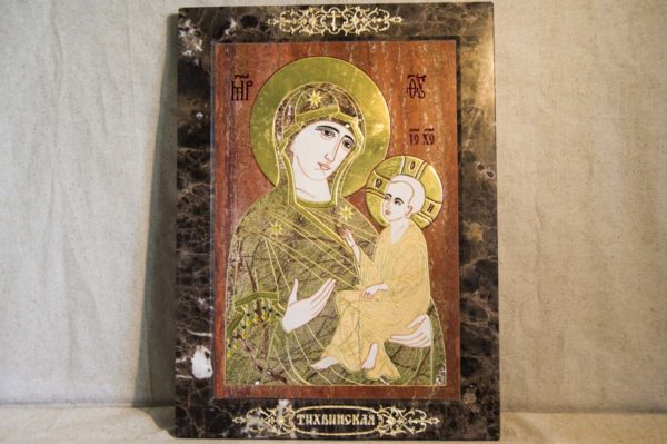 Икона Тихвинской Божией Матери № 1-12,1 из мрамора, камня, изображение, фото 1