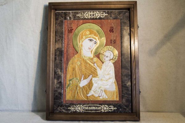 Икона Тихвинской Божией Матери № 1-12,3 из мрамора, камня, изображение, фото 1