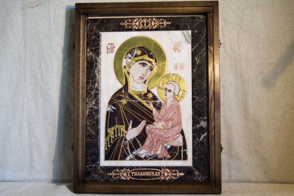 Икона Тихвинской Божией Матери № 1-12,4 из мрамора, камня, изображение, фото 1
