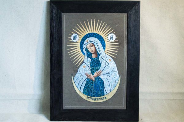 Икона Остробрамской Божией Матери № 06 из мрамора, камня, изображение, фото 3