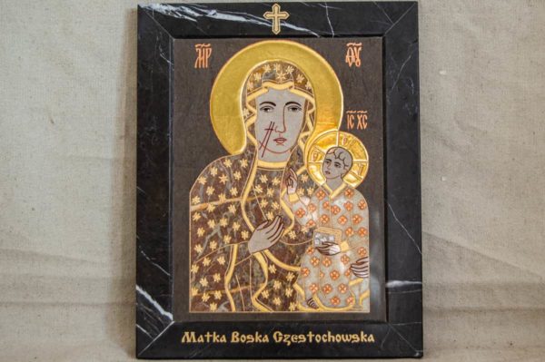 Икона Ченстоховской Божией Матери № 1-12,9 из мрамора, каталог икон, изображение, фото 3