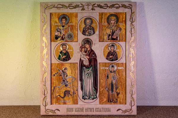 Икона Купятицкой Божией Матери № 02 из камня для храма, на аналой, изображение, фото 1