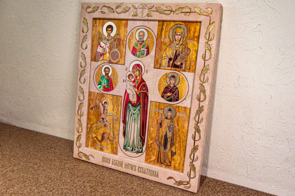 Икона Купятицкой Божией Матери № 02 из камня для храма, на аналой, изображение, фото 2