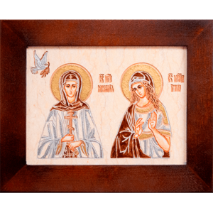 Семейная икона из мрамора - Святые Мелания и Ирина № 01, каталог икон, изображение, фото 1