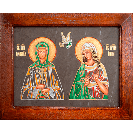 Семейная икона из мрамора - Святые Мелания и Ирина № 02, каталог икон, изображение, фото 1