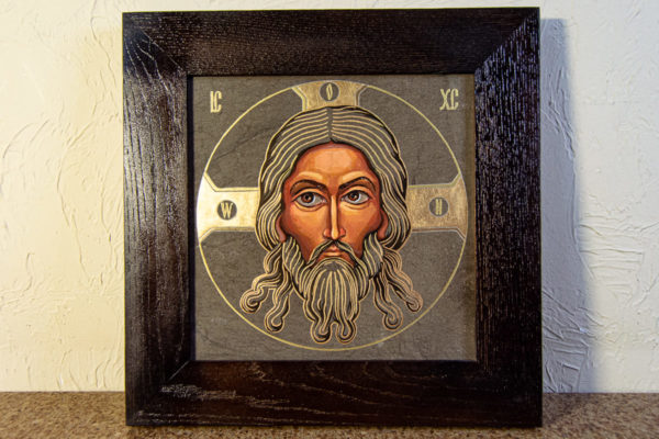 Икона Иисуса Христа - Спас Нерукотворный № 3-4 из мрамора, изображение, фото 1