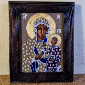 Икона Ченстоховской Божией Матери № 07 из мрамора, каталог икон, изображение, фото 1
