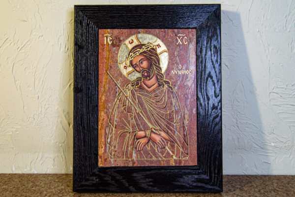 Икона Иисуса Христа - Царь Иудейский № 06 из мрамора, изображение, фото 1