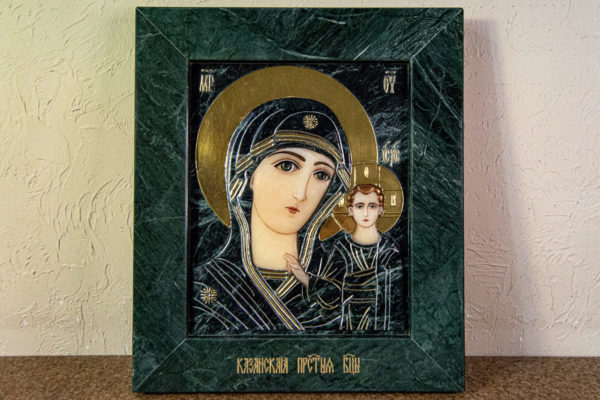 Икона Казанской Божией Матери № 4-12-3 из мрамора, камня, от Гливи, фото 1