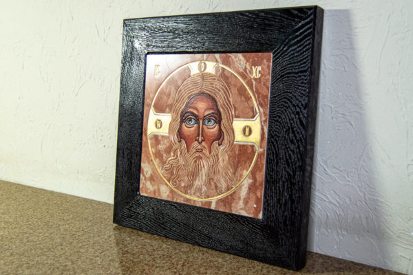 Икона Иисуса Христа - Спас Нерукотворный № 3-3 из мрамора, изображение, фото 6