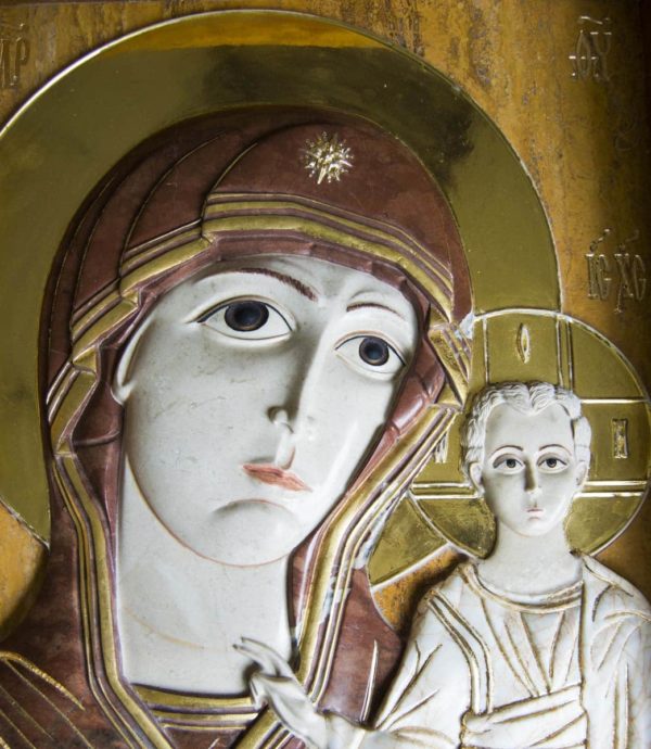 Икона Казанской Божией Матери (рельефная, храмовая) без № из мрамора, каталог икон, фото 7