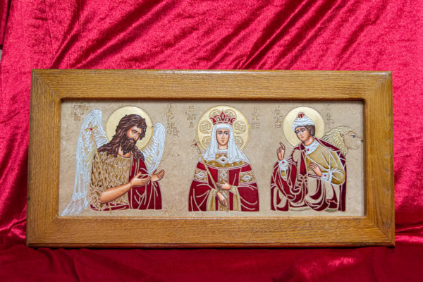 Икона Святых Иоанна, Елены и Даниила № 01 из мрамора, изображение, фото 6