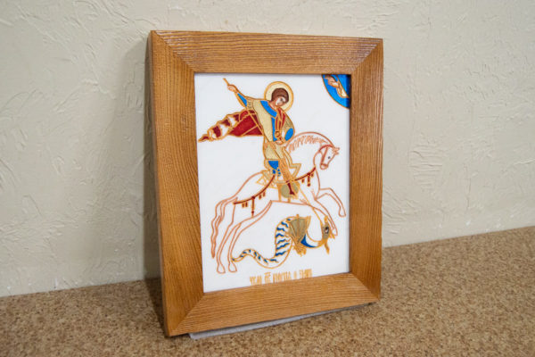 Икона Святого Георгия Победоносца № 06 из мрамора на коне, каталог, изображение, фото 3