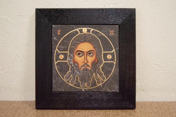 Икона Иисуса Христа - Спас Нерукотворный № 5-5 из мрамора, изображение, фото 1