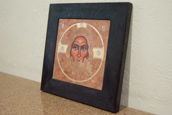 Икона Иисуса Христа - Спас Нерукотворный № 5-7 из мрамора, изображение, фото 2