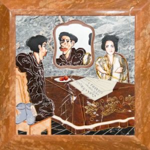 Автопортрет в зеркале № 1 картина каменная Марк Шагал